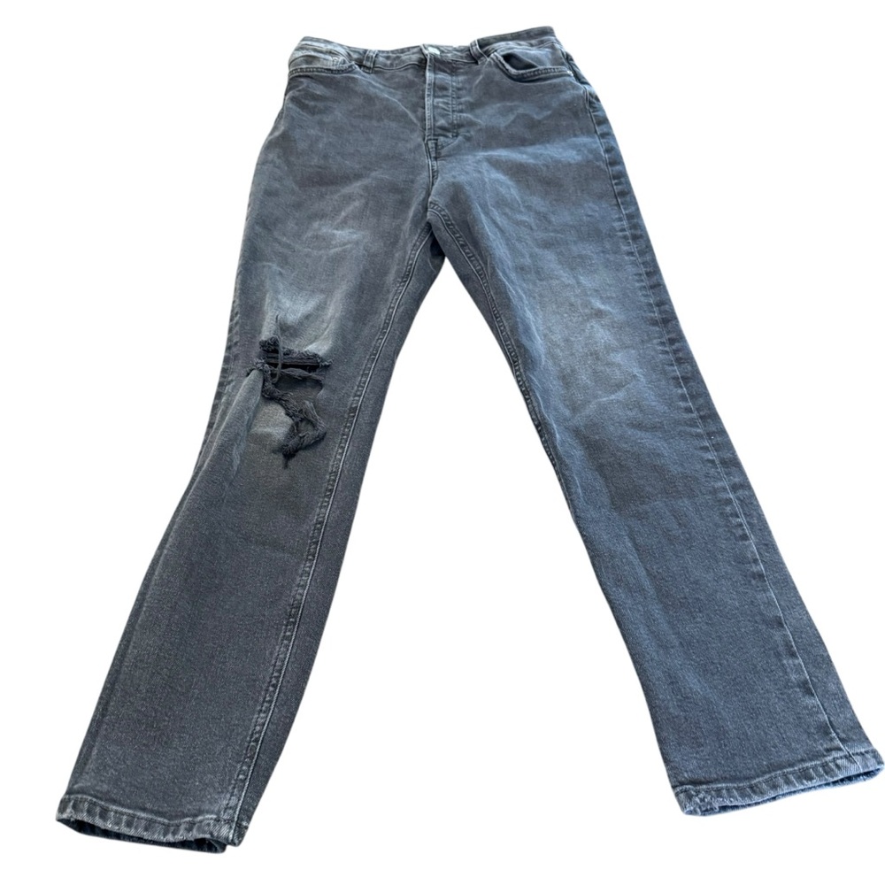 We the Free Faded Black Straight Leg Jeans with Distressed Details size 30